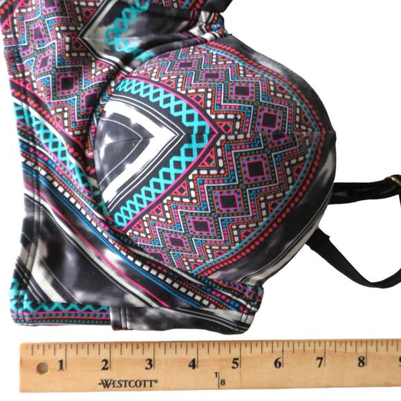 Kenneth Cole Bikini Top Bathing Suit Adj Straps Colorful Beach Summer Sz Small 4 - Picture 12 of 13
